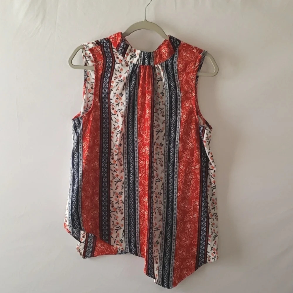 Cato Est. 1946 Sleeveless Blouse Handkerchief Hem sz Large Vintage Quilt Pattern